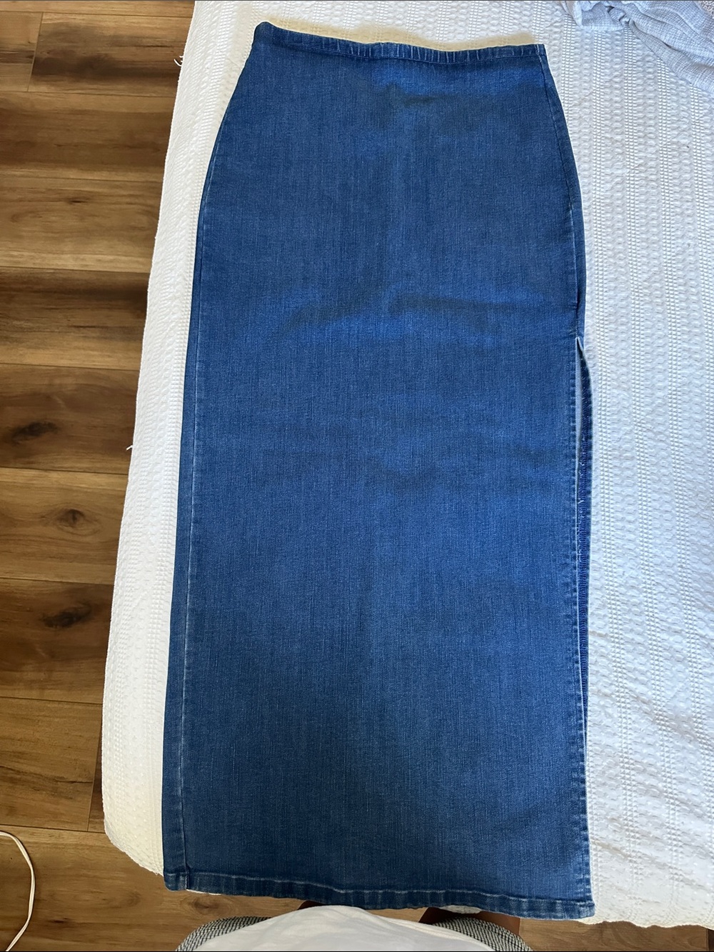 Classic Blue Denim High Waisted Maxi Skirt